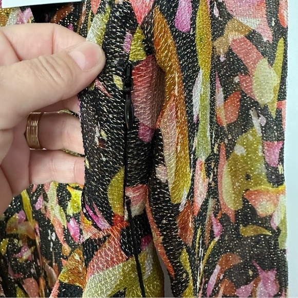 NWT Marie Oliver Metallic Black Fruity Print Wiley Mini Faux Wrap Dress - Picture 11 of 12